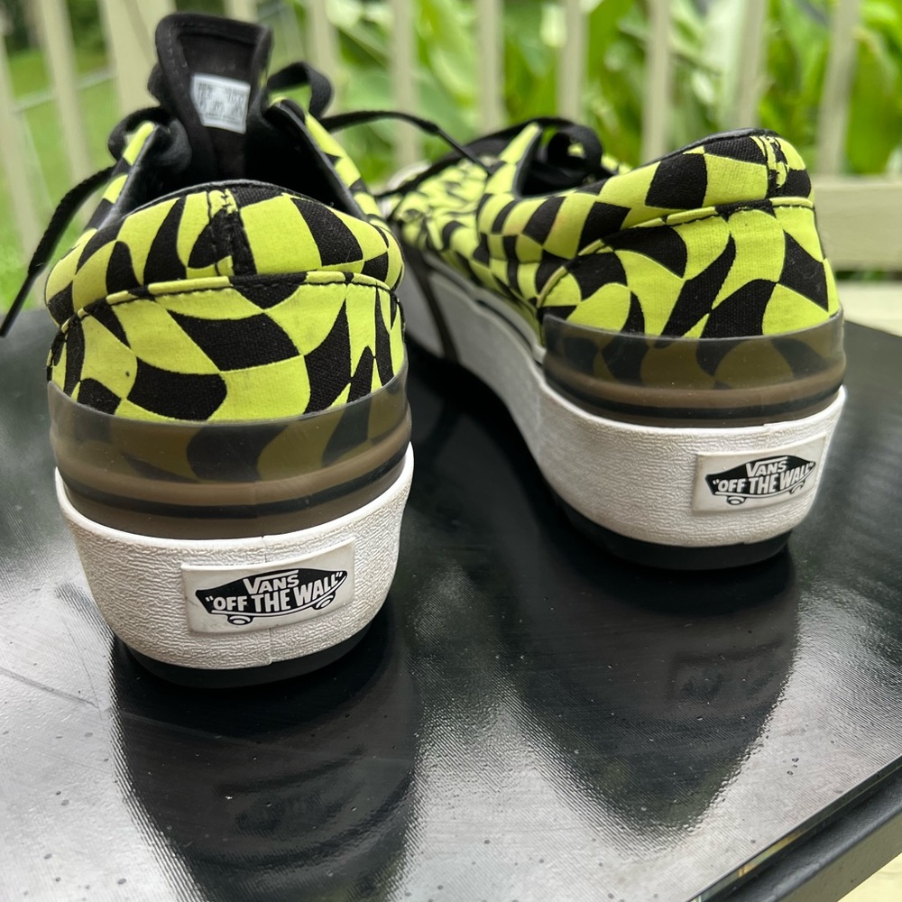 Vans Black and Yellow/green Checkered platform Sneakers - Picture 3 of 6